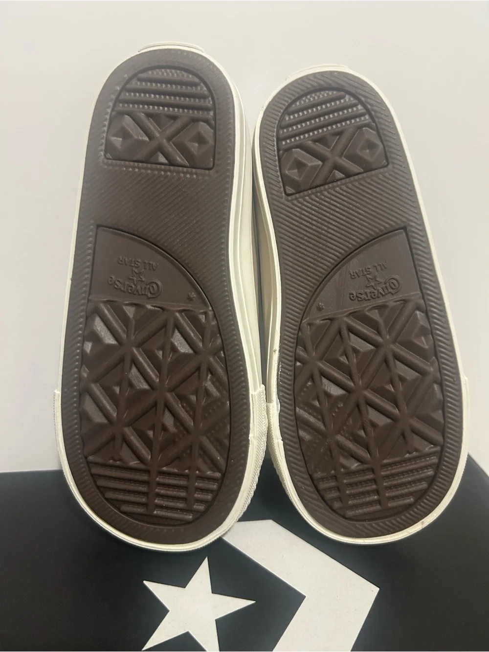 Converse Kids Taupe and White Velcro Sneakers with Plush Lining